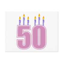50 Birthday Candles (Pink / Purple) postcards