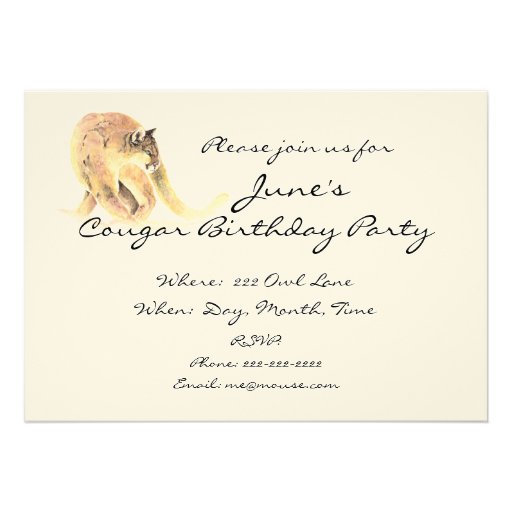 50 Birthday Party Invite Custom Cougar Humor