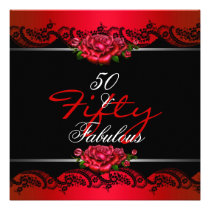 50 & Fabulous 50th Birthday Party Red Roses invitations