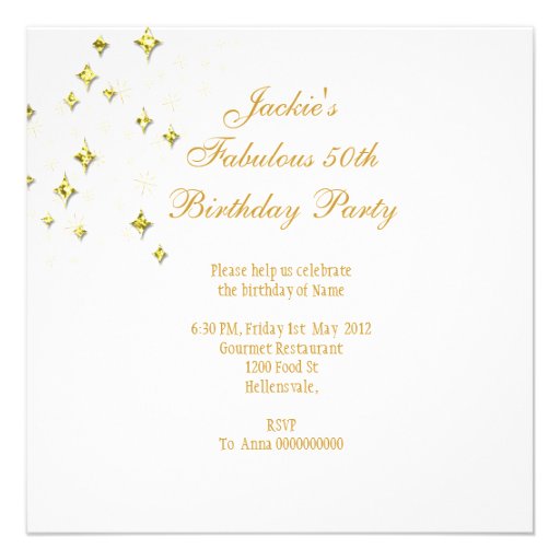 50 Fabulous Gold Champagne Birthday Party Custom Announcements