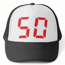 50 fifty red alarm clock digital number hats by Tomaniac 50 fifty red alarm clock digital number hats
