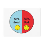 50% Good and 50% Bad Pie Chart Postcards