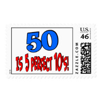 50 is 5 perfect 10s (BLUE) postage