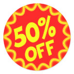 50 PERCENT OFF RETAIL LABEL STICKERS