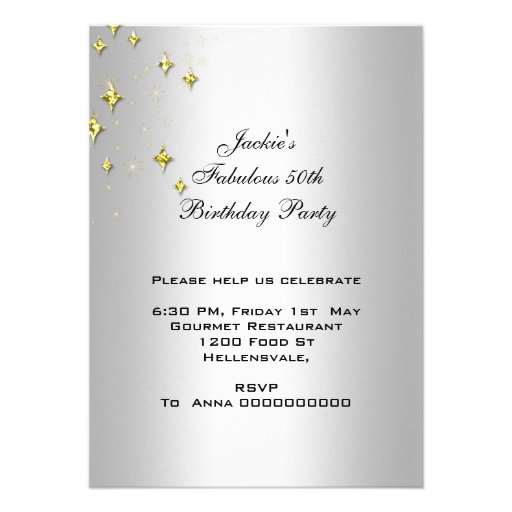 50 Teal Silver Gold Birthday Party Custom Invites