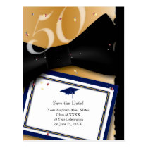 50 Year Class Reunion Save the Date BLUE postcards