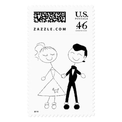 50's Fifties Theme Wedding Postage Stamps by White_Wedding