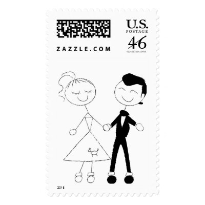 50&#39;s Fifties Theme Wedding Postage Stamps