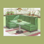 50s Green Kitchen Booth Postcard