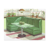 50s Green Kitchen Booth Postcard