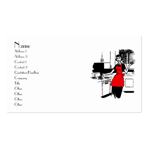 50's Housewife with Red Apron Business Card Templates