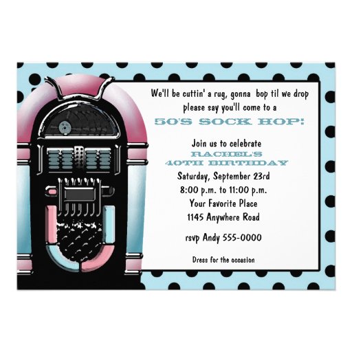 50s Jukebox Birthday Invitation