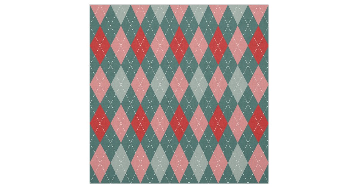 50s Retro Christmas Argyle Fabric 