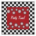 50s Retro Party Invitation in Red White and Black