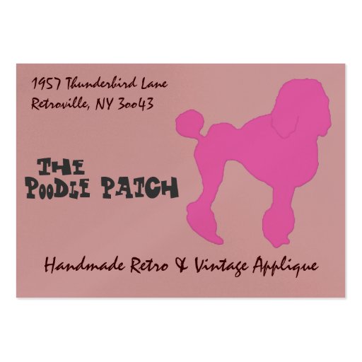 50s Vintage Pink Felt Poodle Business Card Templates (front side)