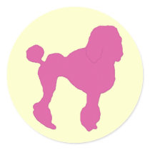 50s Vintage Pink Felt Poodle Round Stickers