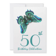50th - 59th Birthday Party Invite Teal Butterfly invitation