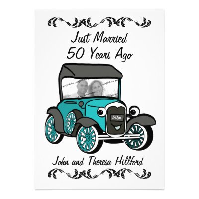 50th Anniversary Antique Car Invitations