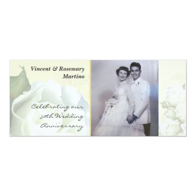 50th Anniversary - Antique White Wedding Rose Card