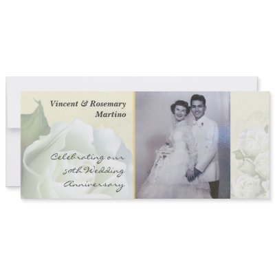 50th Anniversary - Antique White Wedding Rose Announcement by SquirrelHugger