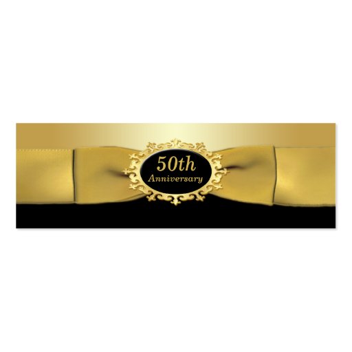 50th Anniversary Black and Gold Favor Tag Business Card Template (front side)