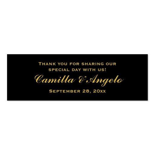 50th Anniversary Black and Gold Favor Tag Business Card Template (back side)