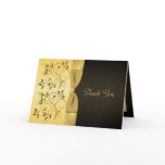 50th Anniversary Black, Gold Floral Thank You Card