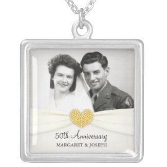50th Anniversary Celebration Wedding Photo Pendant necklace