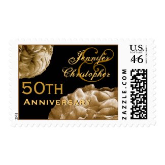 50th Anniversary Customized Stamp - GOLD Roses stamp