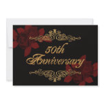 50th Anniversary dinner invitation red black roses