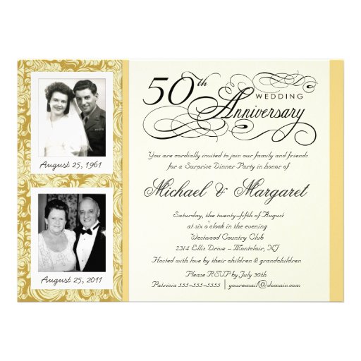 50th Anniversary Fancy 2 Photo Invitation - Large