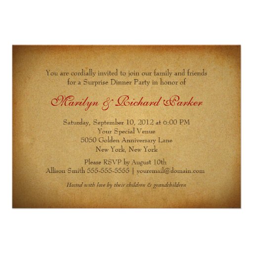 50th Anniversary Fancy Feather Photo Invitations