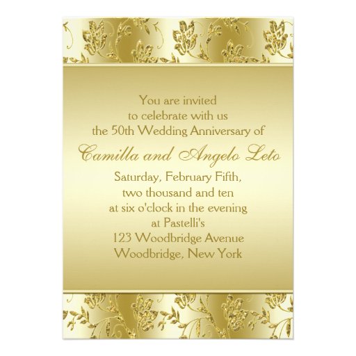 50th Anniversary FAUX Gold Glitter II Invitation
