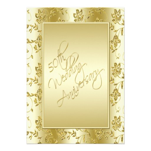 50th Anniversary FAUX Gold Glitter II Invitation (front side)