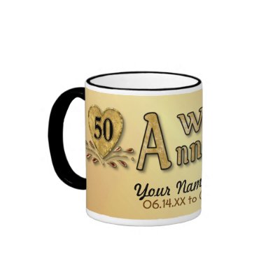 50th Anniversary - Gold - Customize Coffee Mug