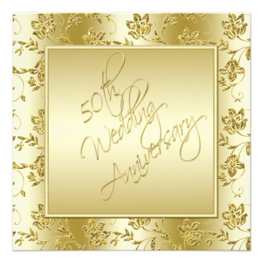50th Anniversary Gold FAUX Glitter Invitation