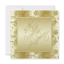 50th Anniversary Gold Glitter Invitation