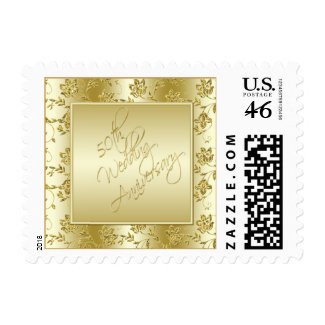 50th Anniversary Gold Glitter Postage stamp