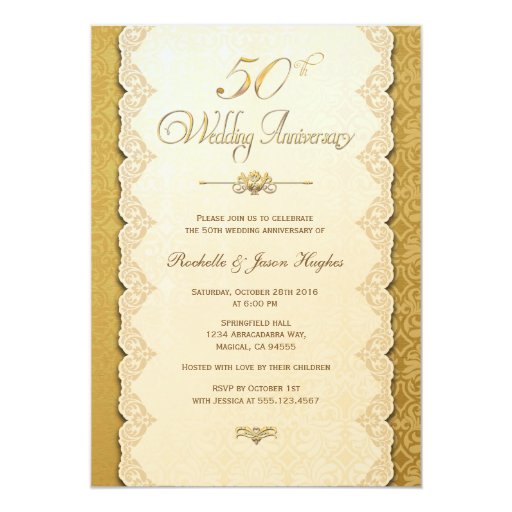 50th Anniversary Gold Invitation | Zazzle