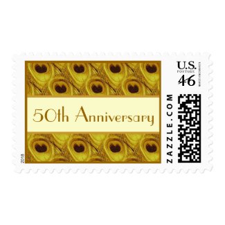 50th Anniversary - Gold Peacock Feathers stamp