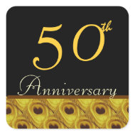 50th Anniversary GOLD Peacock Feathers Sticker sticker
