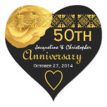 50th Anniversary GOLD Rose Heart Sticker 001