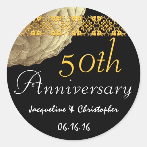 50th Anniversary GOLD Rose Sticker | Zazzle