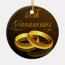 50th Anniversary | Gold Script Christmas Ornaments