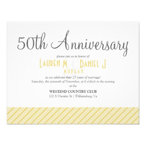 50th Anniversary Gold Striped Party Invitation