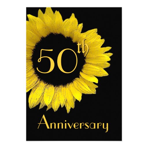 50th Anniversary Gold Sunflower Invitations