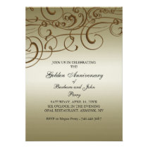 50th Anniversary, Golden Swirl Invitation invitations