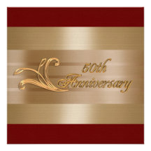 50th anniversary invitation gold red