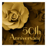 50th Anniversary Invitation - GOLD Rose invitations
