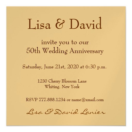 50th Anniversary Invitation - Soft Gold Rose